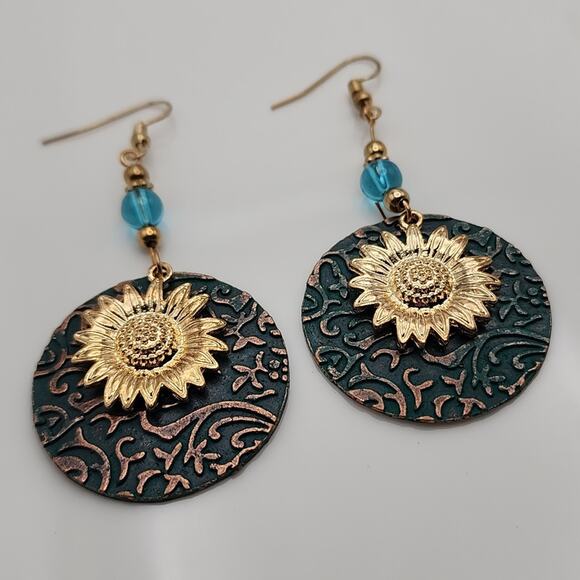 Boho Brocade Sun Earrings - Picture 3 of 4